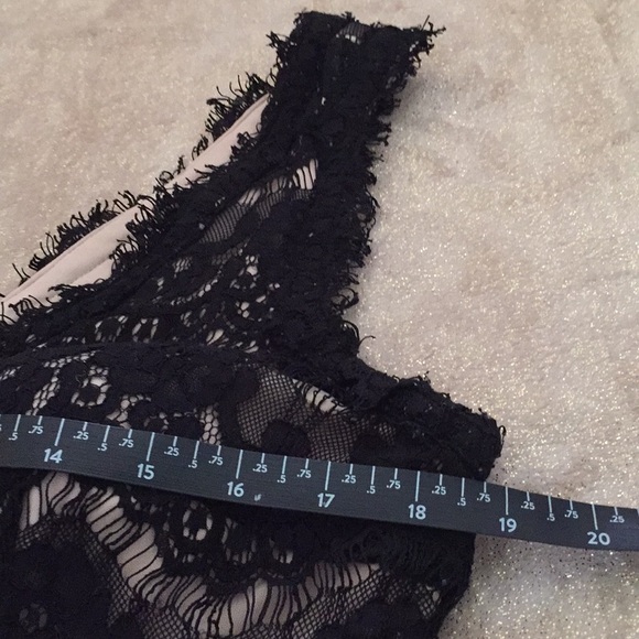 🚨SOLD 🚨 Betsey & Adam Black Lace Dress with Nude Tule - Picture 5 of 7